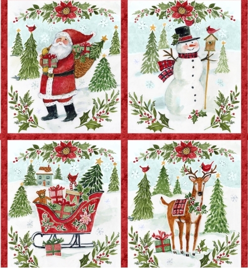 Snowy Greetings Banner Multi Panel from Lumin Fabrics