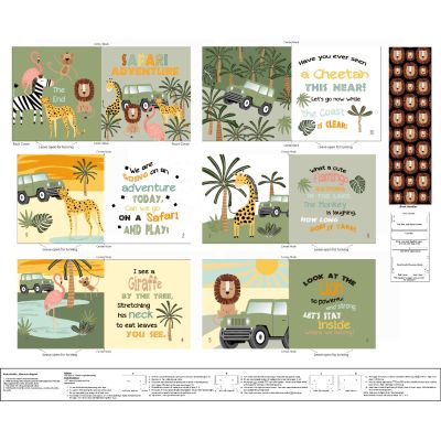 Wild Safari Book Panel from 3 Wishes Fabric