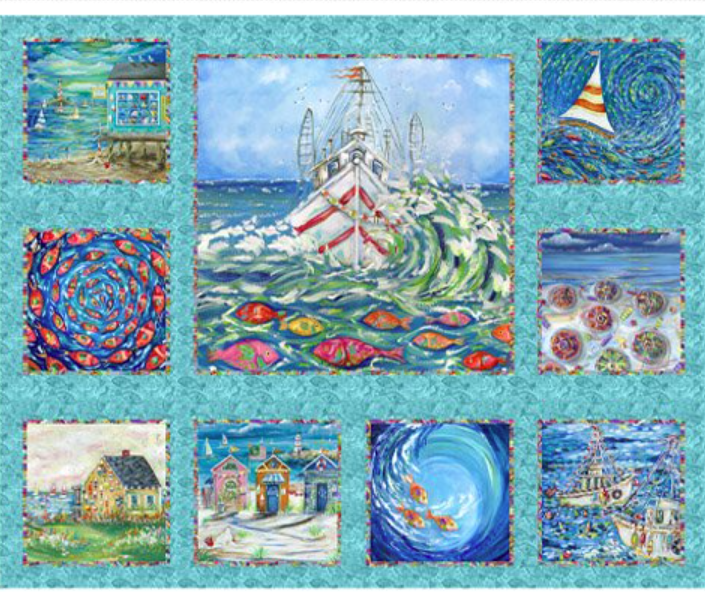 Seaside Summer Panel from 3 Wishes Fabric