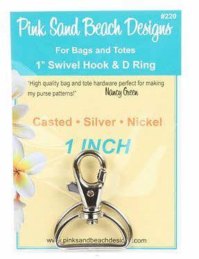 Swivel Hook & D Ring Set, 1 Inch, Silver Nickel, From Pink Sand Beach