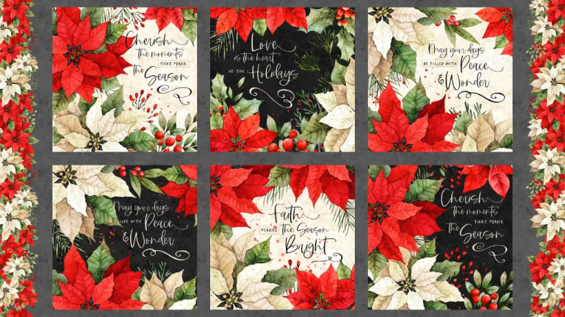 Poinsettia Radiance Craft Panel Multi from Lumin Fabrics