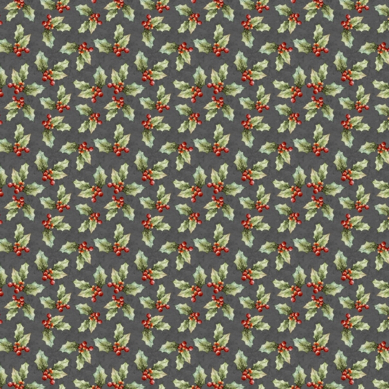 Poinsettia Radiance Holly Toss Gray from Lumin Fabrics