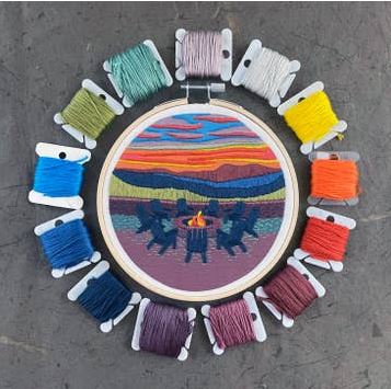 Mountain Lodge Sunset Embroidery Kit by Kate Wyatt