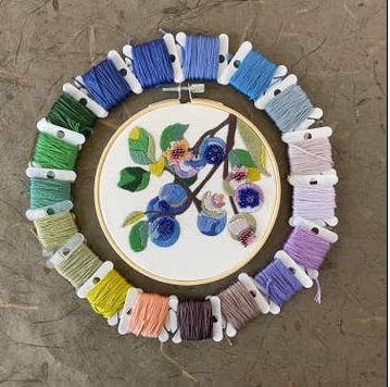 Blueberry Blossoms Embroidery and Beadwork Kit by Kate Wyatt