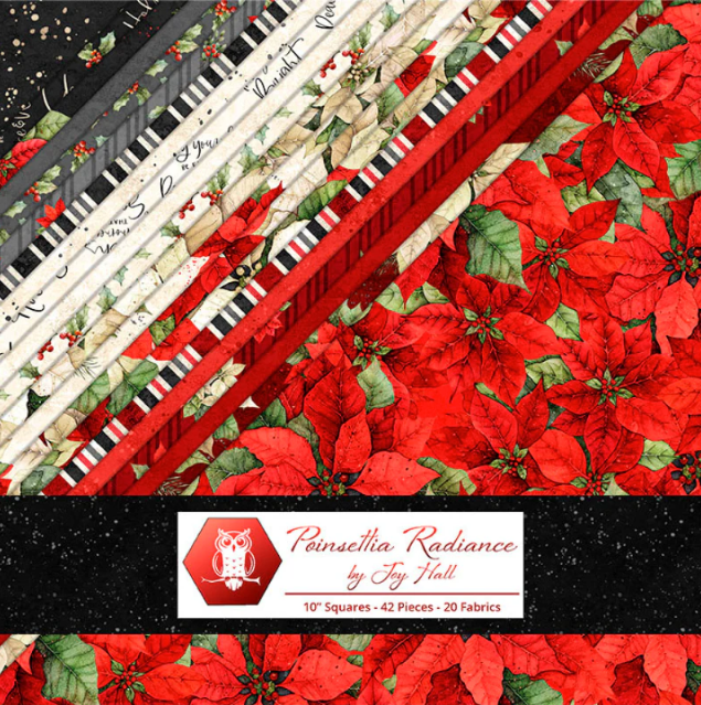 Poinsettia Radiance Stacks 10" Squares from Lumin Fabric