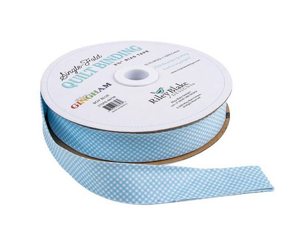 Micro Gingham Boy Blue Single Fold Quilt Binding by Riley Blake