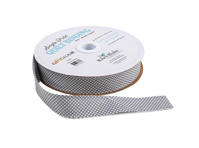 Micro Gingham Gray Single Fold Quilt Binding by Riley Blake
