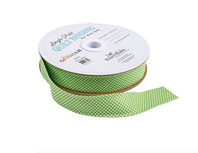 Micro Gingham Green Single Fold Quilt Binding by Riley Blake