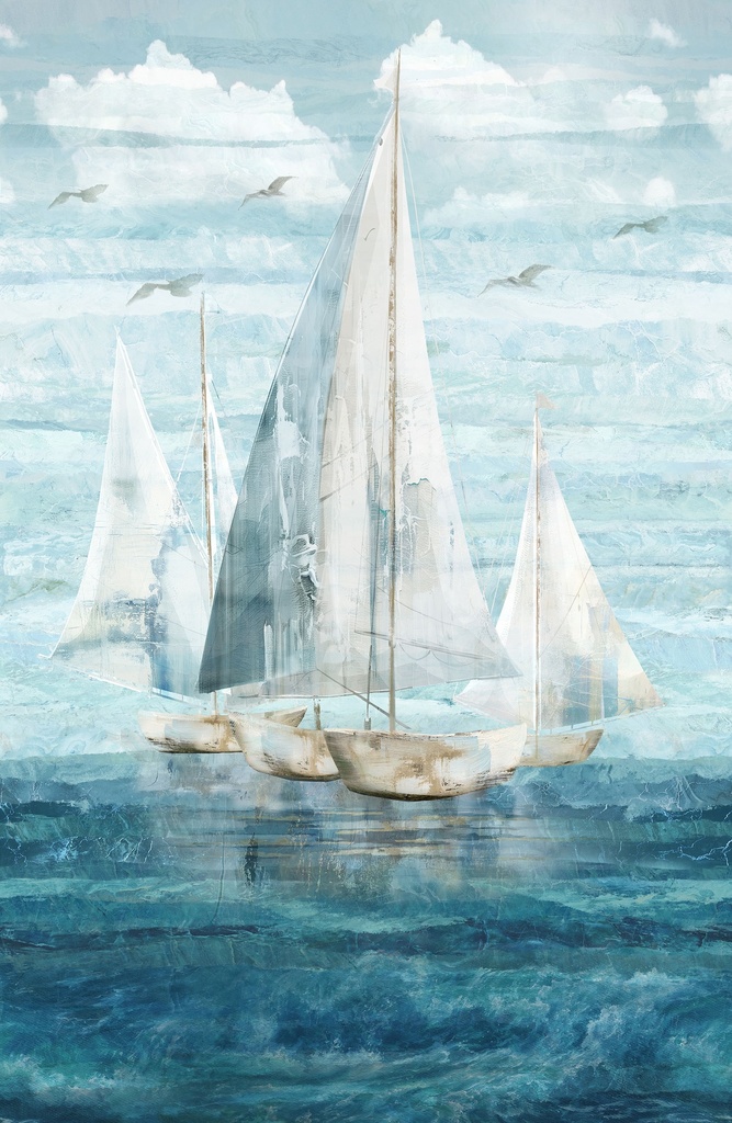 Smooth Sailing Panel Dark Blue Multi from Northcott Fabrics