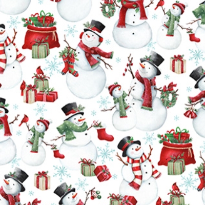 Holly Jolly Snowmen White Multi from Northcott