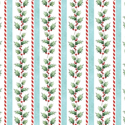 Holly Jolly Holly Stripe White Multi from Northcott