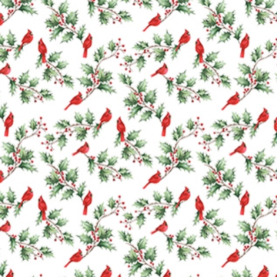 Holly Jolly Cardinal & Holly White Multi from Northcott