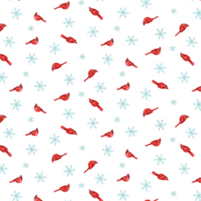 Holly Jolly Cardinal Toss White Multi from Northcott
