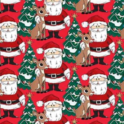 Rudolph the Red-Nosed Reindeer Santa Red from Northcott Fabrics