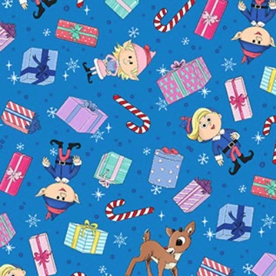 Rudolph the Red-Nosed Reindeer Presents Blue from Northcott Fabrics