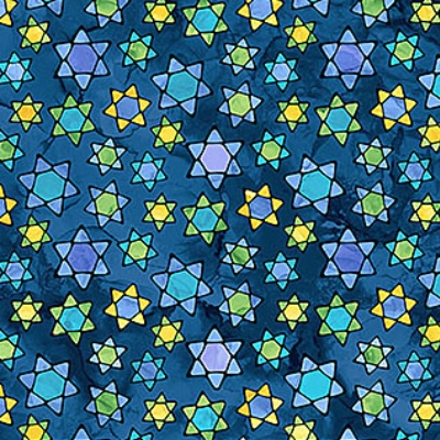 Hanukkah Lights Stars Blue Multi from Northcott