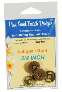 Magnetic Purse Snap: Antique Gold, 3/4" From Pink Sand Beach