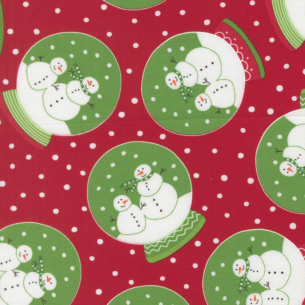 Snow Time Snow Globe Novelty Poinsettia Red by Me and My Sister Designs from Moda Fabrics