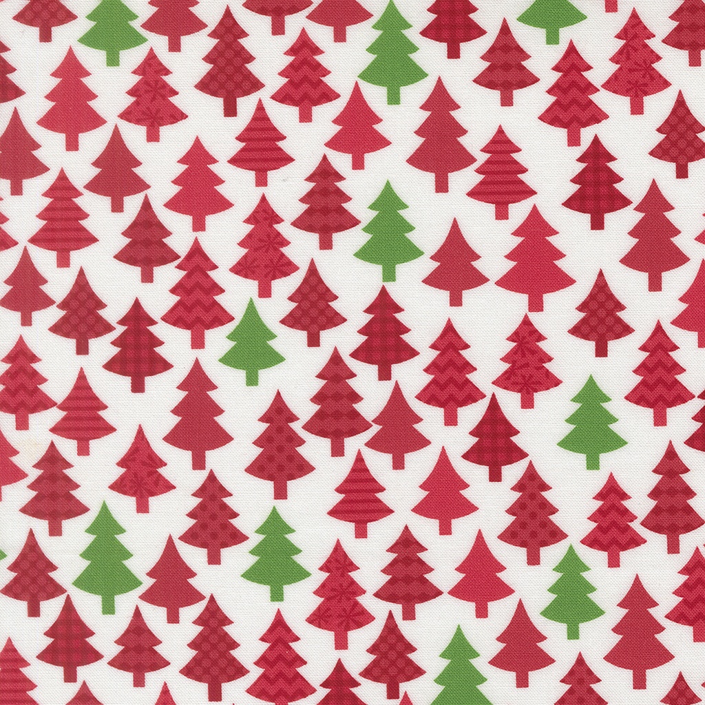 Snow Time Christmas Trees Poinsettia Red by Me and My Sister Designs from Moda Fabrics