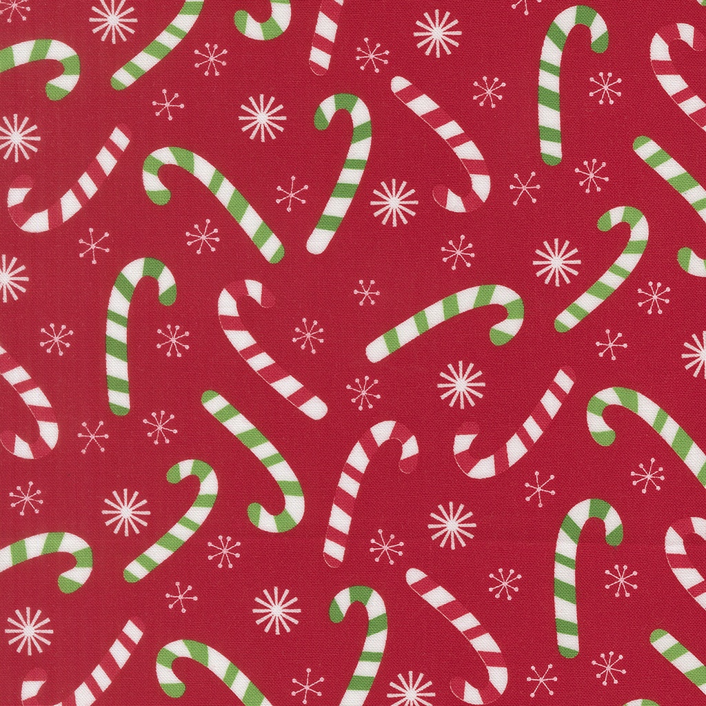 Snow Time Candy Cane Poinsettia Red by Me and My Sister Designs from Moda Fabrics
