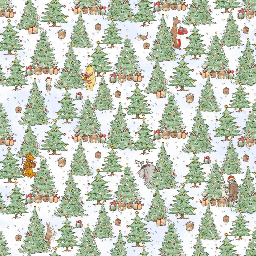 Christmas at Pooh Corner Christmas Trees Green/Snow from Studio E Fabrics