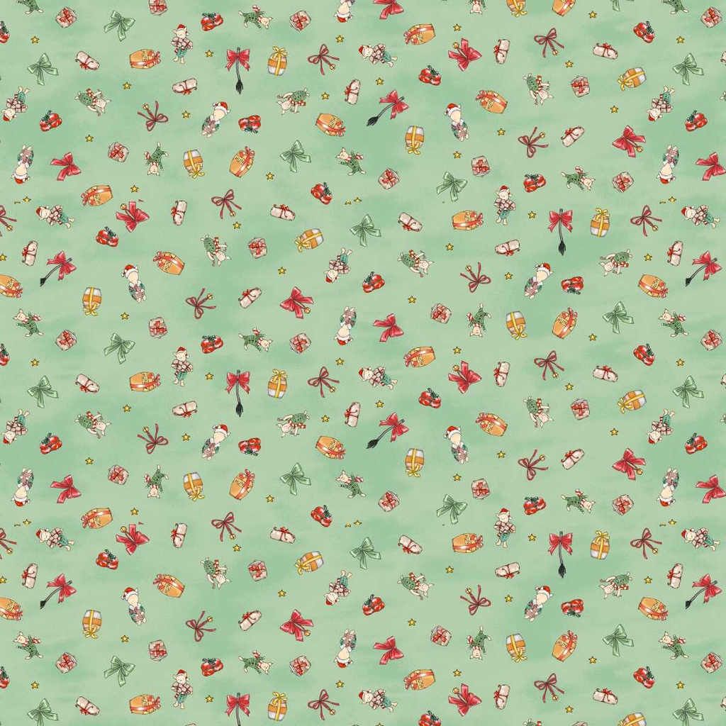 Christmas at Pooh Corner Piglets Light Green from Studio E Fabrics