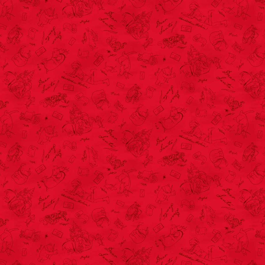 Christmas at Pooh Corner Dear Santa Mono Red from Studio E Fabrics