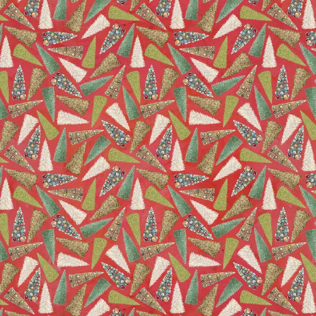 Holly Woods Bottlebrush Tree Toss Coral from Studio E Fabrics