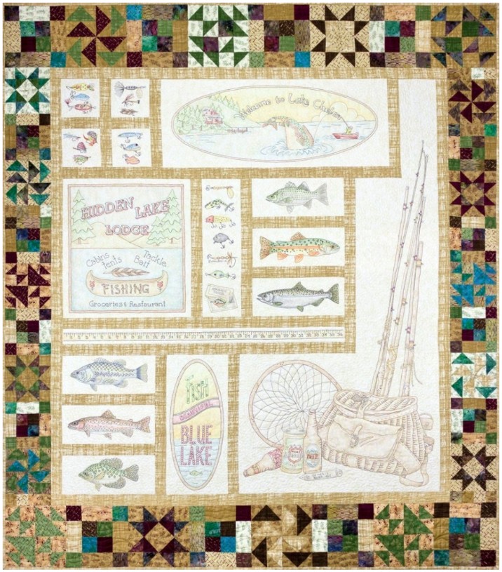 Hook, Line, & Sinker BOM Embroidered Quilt Pattern from Crabapple Hill