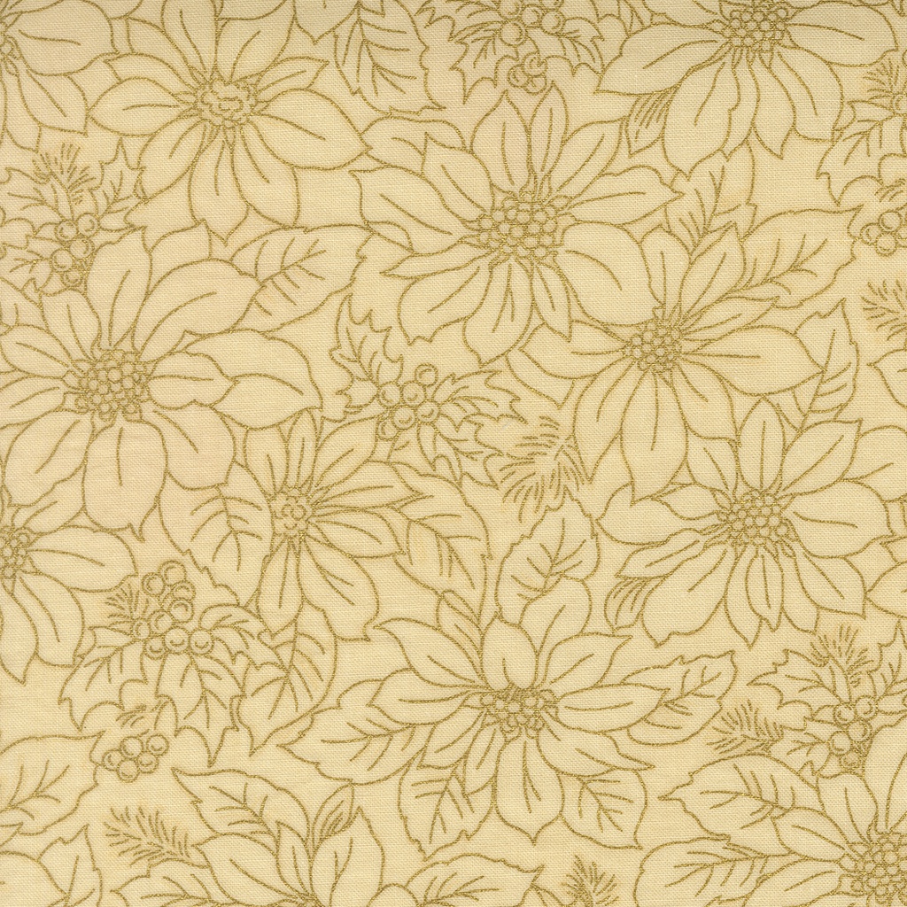 Merry Manor Metallic 2025 Poinsettia Damask Cream from Moda Fabrics