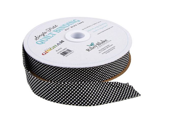 Micro Gingham Black Single Fold Quilt Binding by Riley Blake