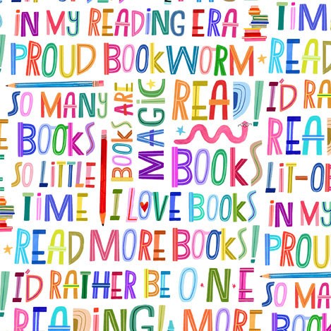 Books Are Magic I Love Books White from Michael Miller Fabrics
