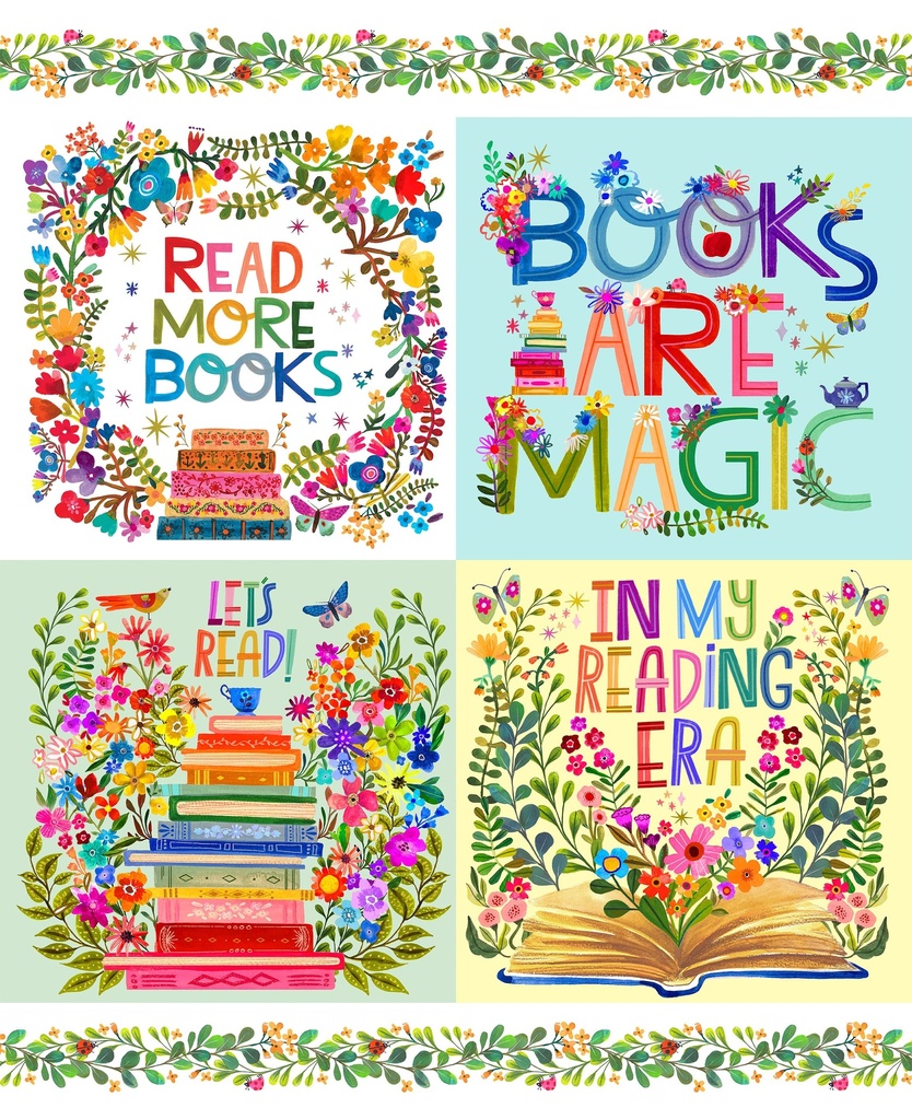 Books Are Magic Panel Multi from Michael Miller Fabrics
