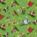 Barron Goes Camping Campground Grass Green by Susy Bleasby from Clothworks