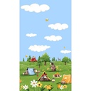 Barron Goes Camping Border Light Blue by Susy Bleasby from Clothworks