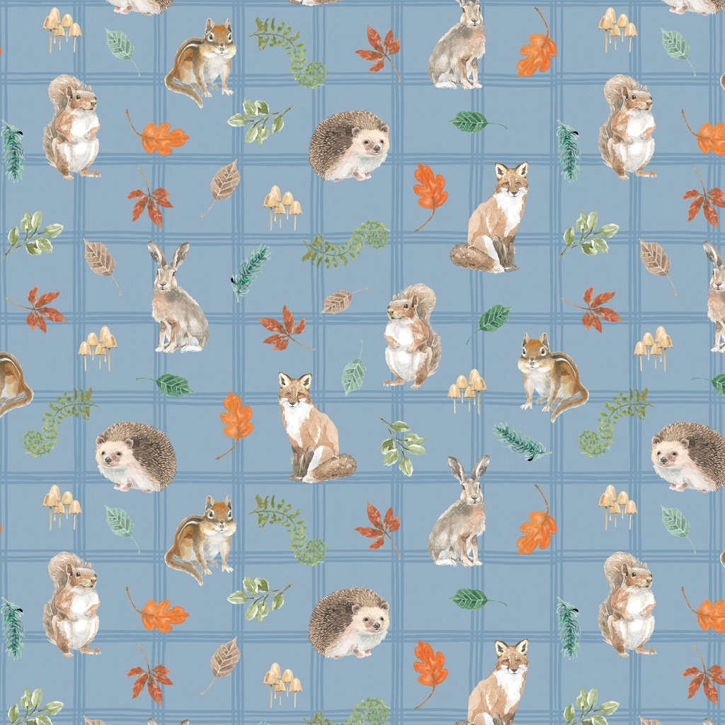 Woodland Way Animals Denim by Beth Grove from Clothworks