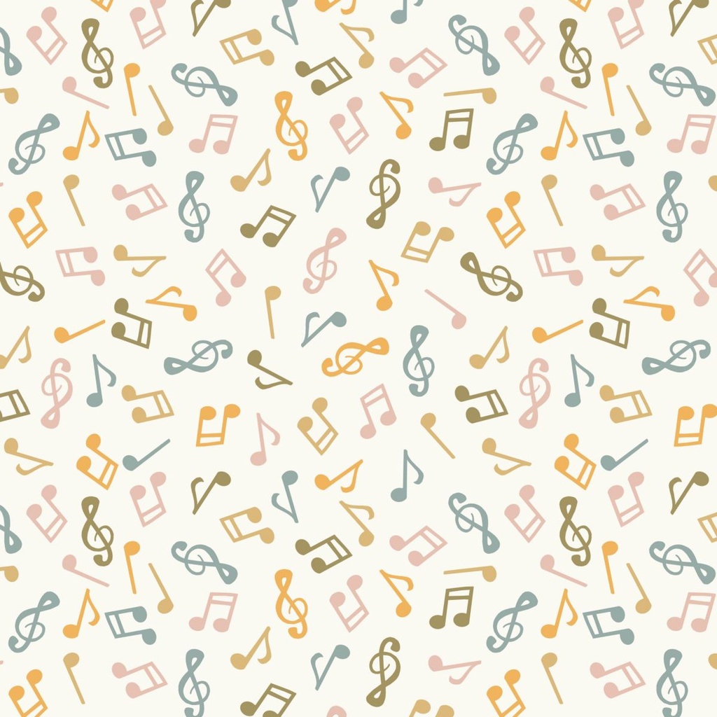 Nursery Rhyme Time Musical Notes Ivory by Oleander Studio from Blank Quilting