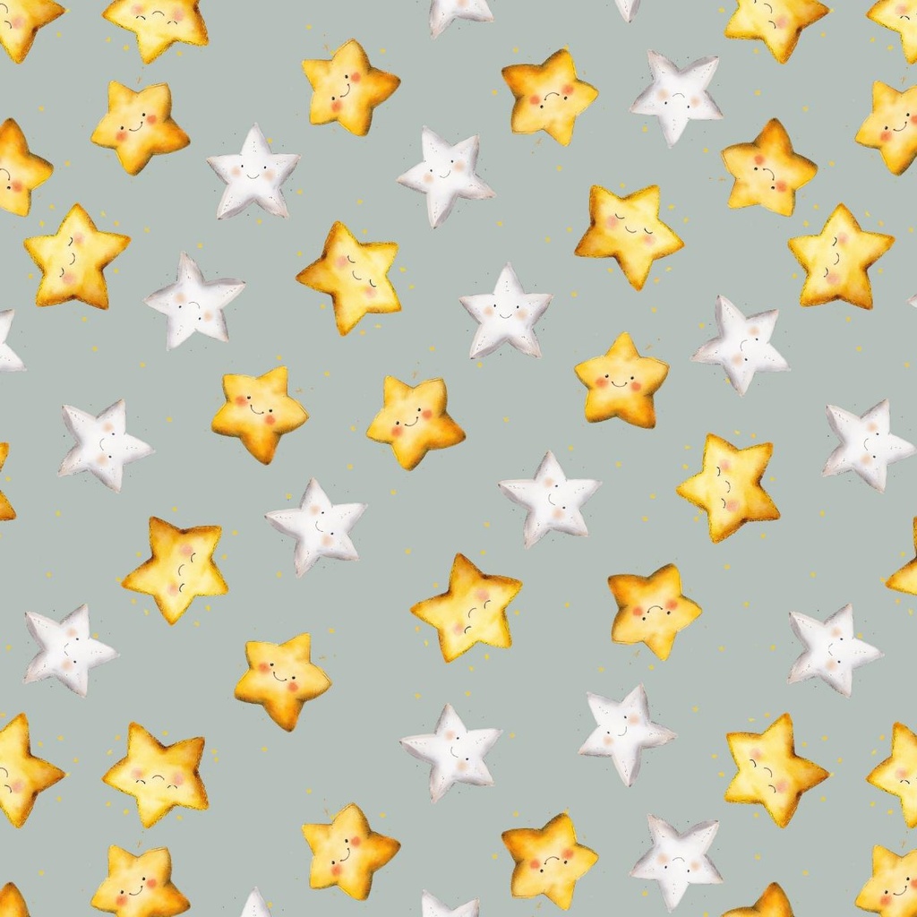 Nursery Rhyme Time Tossed Stars Light Gray by Oleander Studio from Blank Quilting