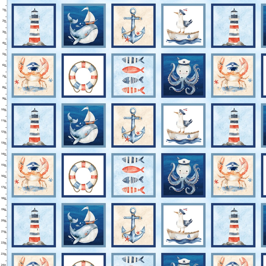 Ahoy Mate Block Allover from 3 Wishes Fabric