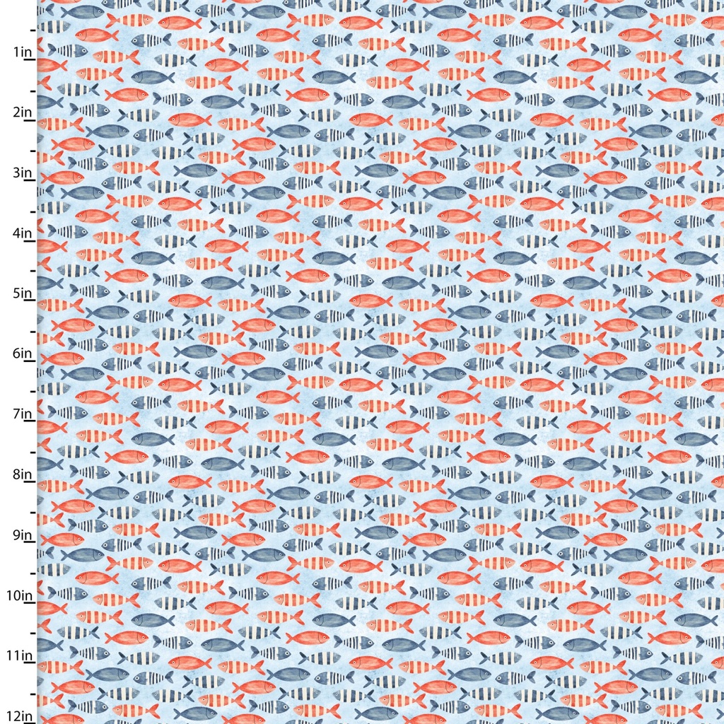 Ahoy Mate Fish on Light Blue from 3 Wishes Fabric