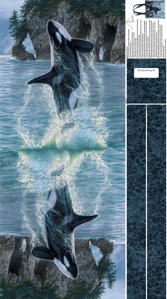 Naturescapes Voyage Orca Tote Bag Panel from Northcott Fabrics