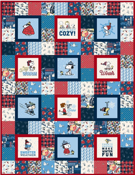Peanuts Frosty Friends Cozy Up Quilt Pattern by Northcott Studio