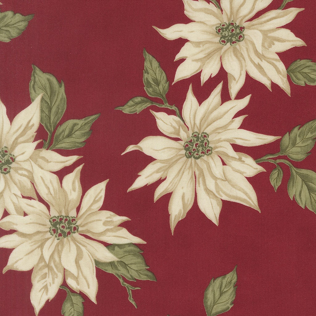 Candlelight Christmas Poinsettias on Crimson by 3 Sisters from Moda Fabrics