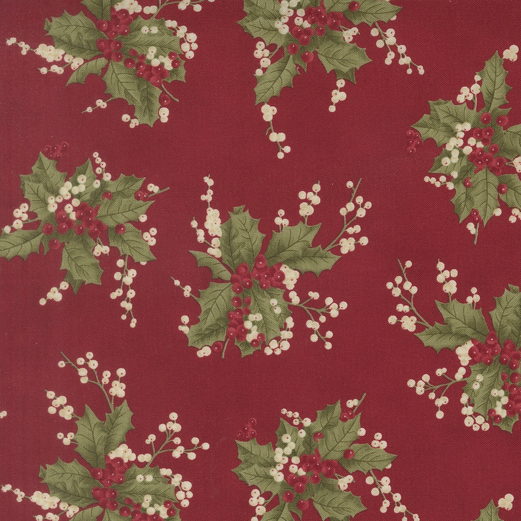 Candlelight Christmas Holly Berry on Crimson by 3 Sisters from Moda Fabrics