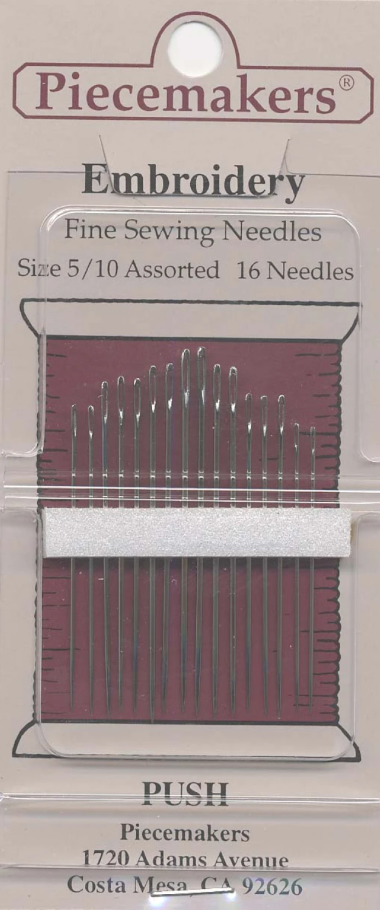 Piecemakers Needles Embroidery Sz 5/10 Assorted 16 Count