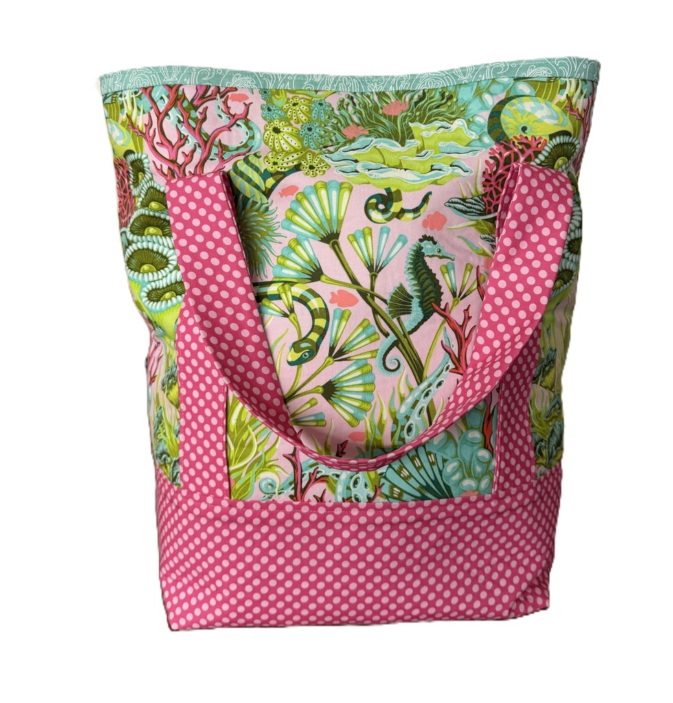 Pink Floral Reef  Grocery Bag