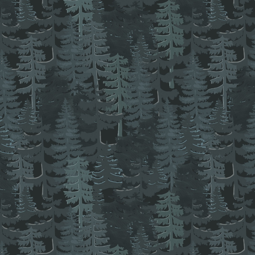 Paddle & Pine Trees Navy from White Owl Textiles