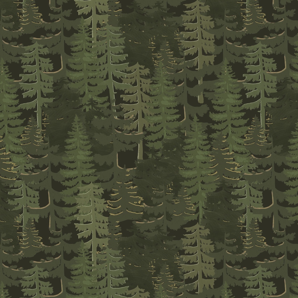 Paddle & Pine Trees Green from White Owl Textiles