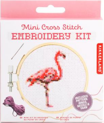 Flamingo Mini Cross Stitch Embroidery Kit by Kikkerland