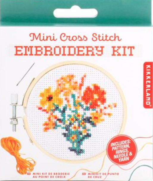 Flowers Mini Cross Stitch Embroidery Kit by Kikkerland